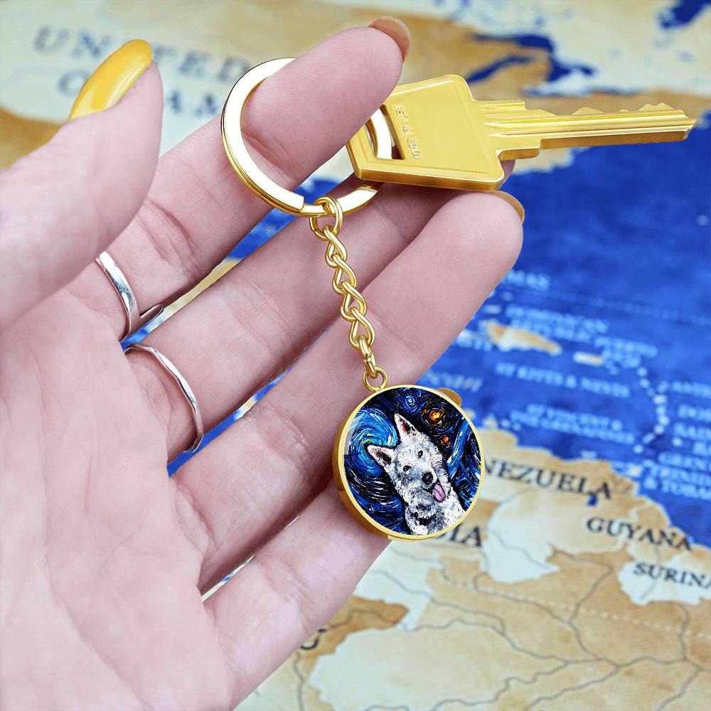 Swiss Shepherd Starry Night Round Keychain
