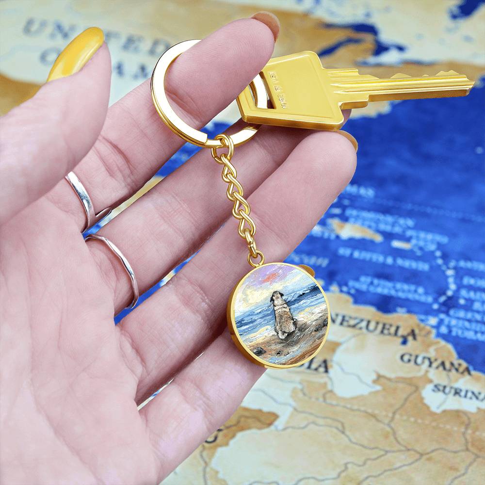 Beach Days - Pug Round Keychain