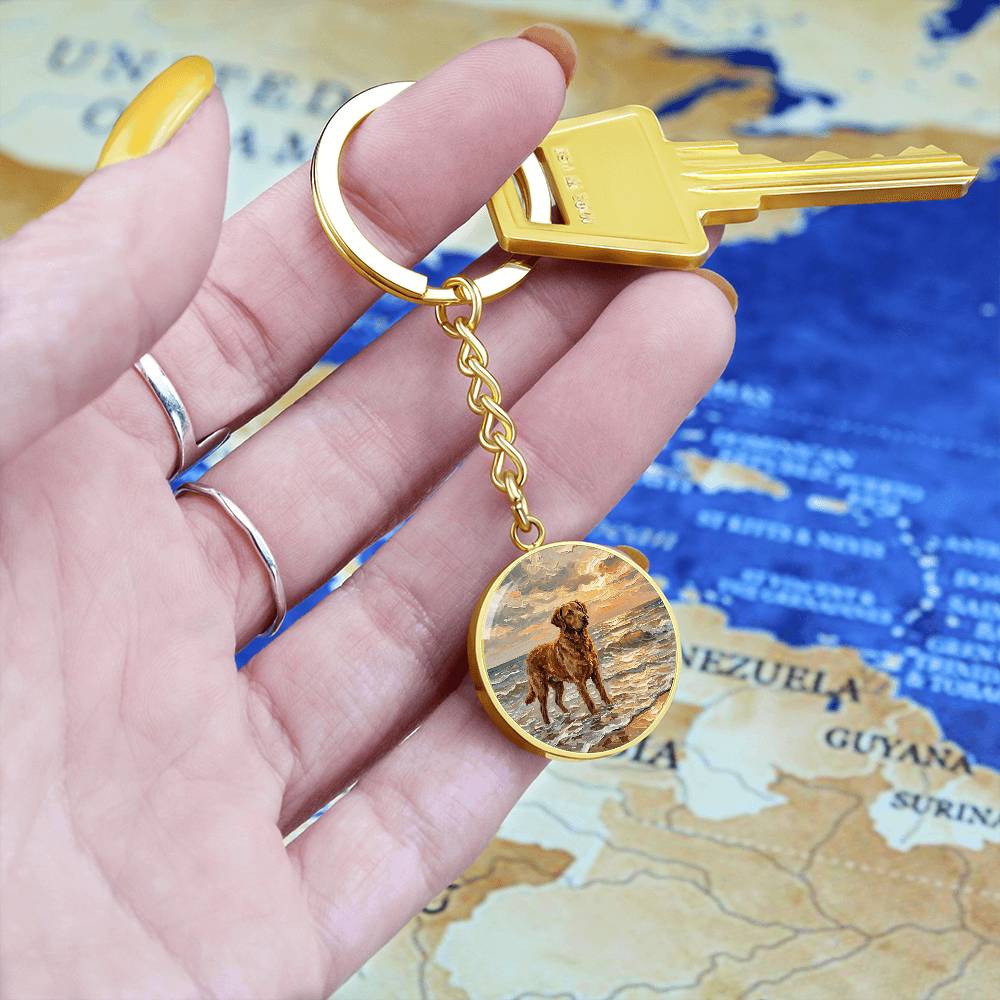 Beach Day - Chesapeake Bay Retriever Round Keychain