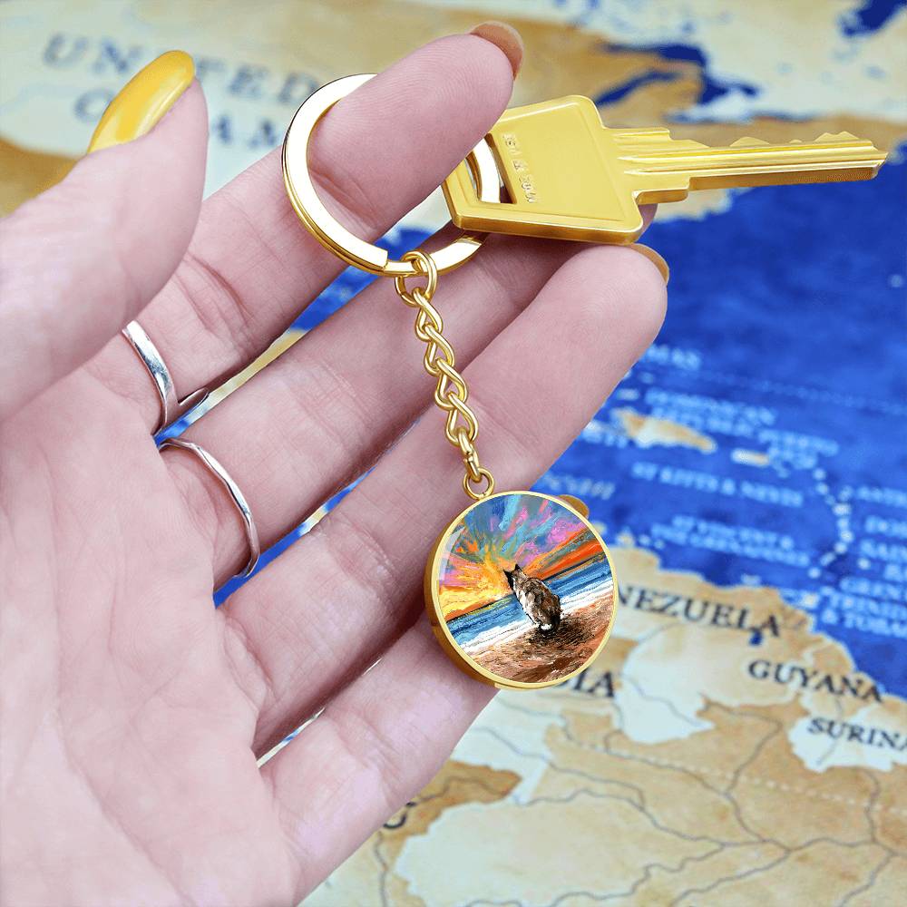 Beach Days - Snowshoe Cat Round Keychain