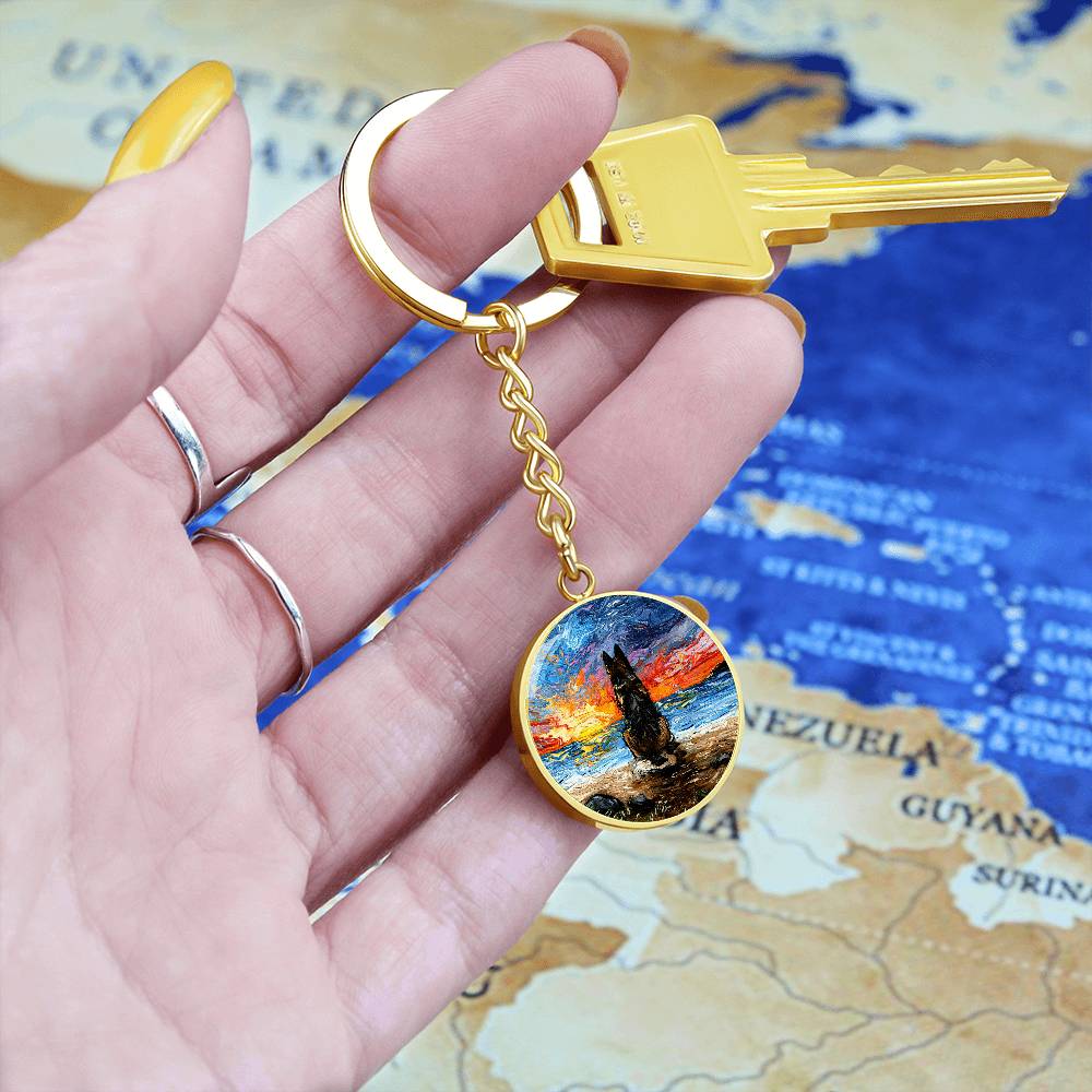 Beach Days - German Shepherd Round Keychain