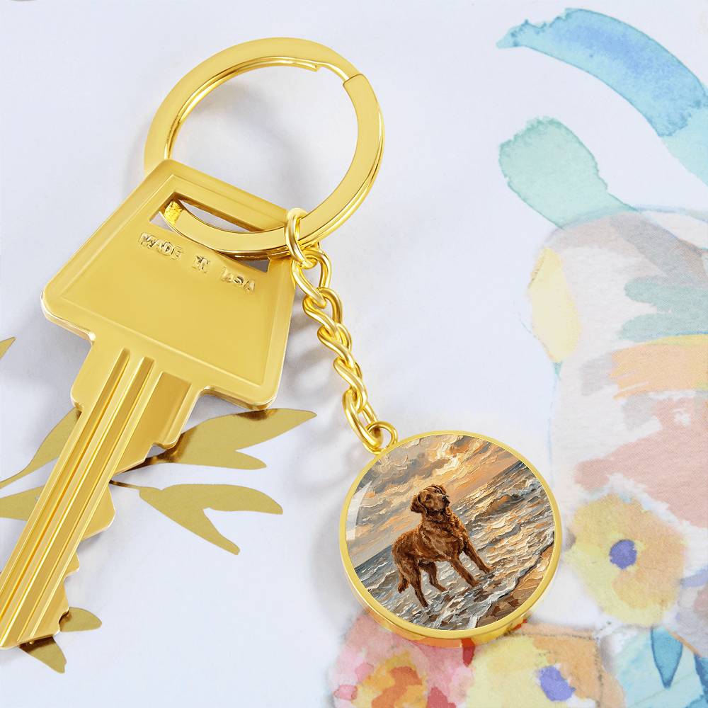 Beach Day - Chesapeake Bay Retriever Round Keychain