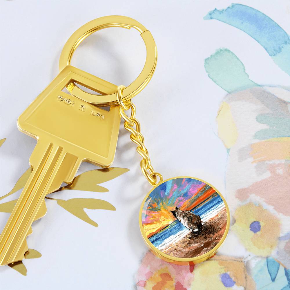 Beach Days - Snowshoe Cat Round Keychain