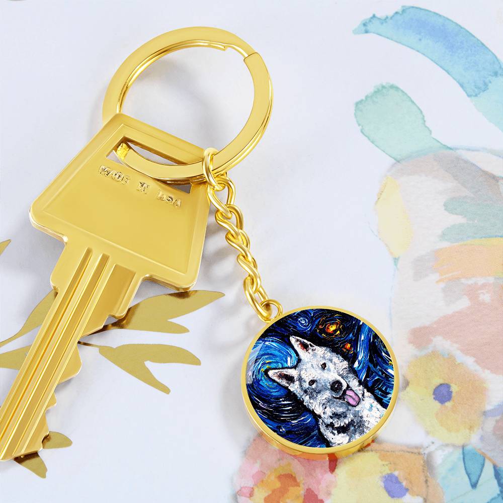 Swiss Shepherd Starry Night Round Keychain