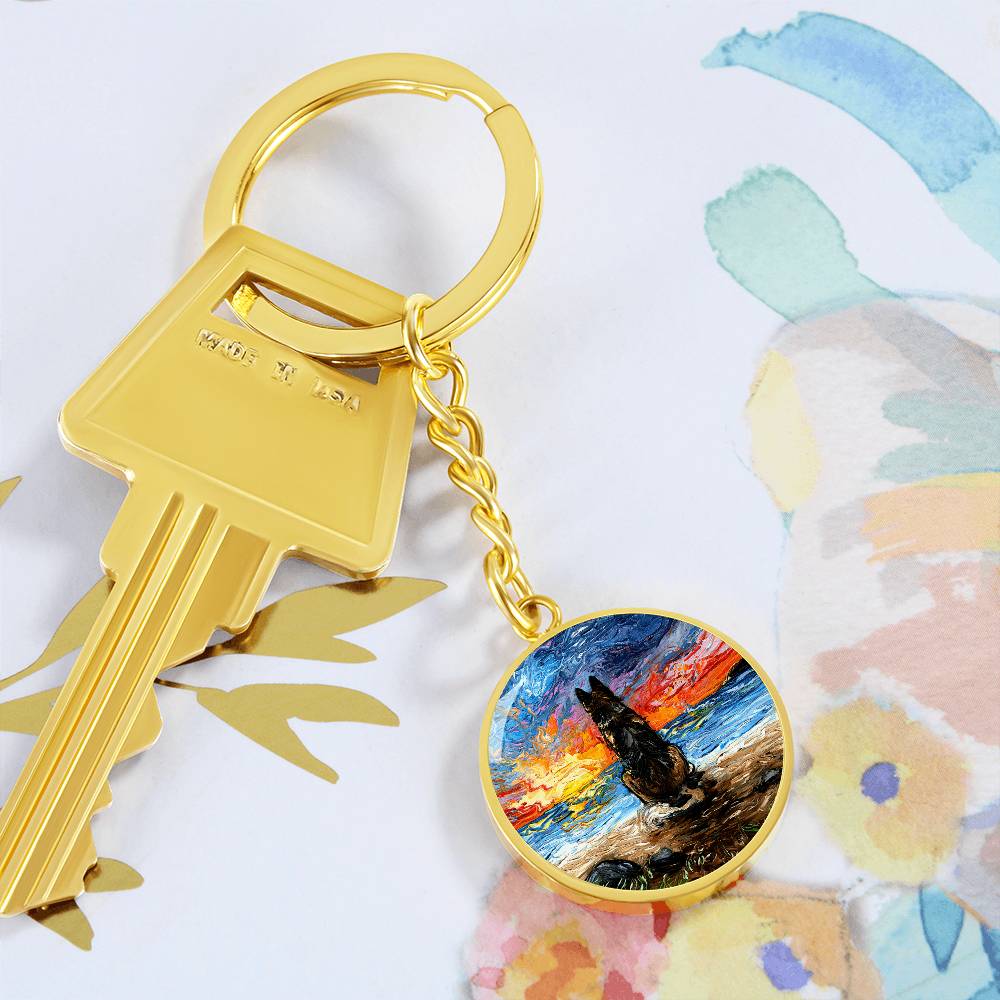 Beach Days - German Shepherd Round Keychain