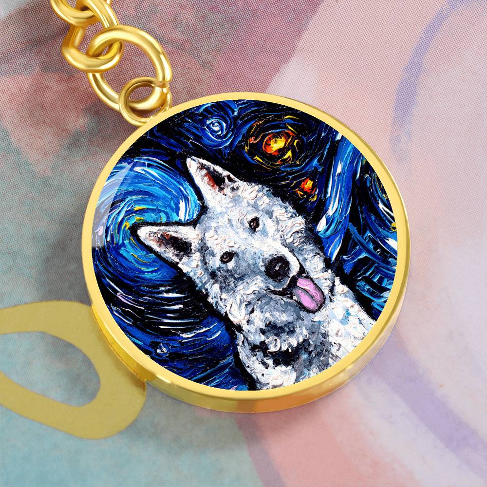 Swiss Shepherd Starry Night Round Keychain