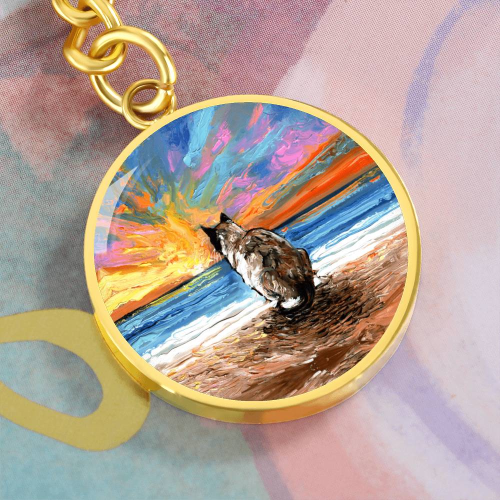 Beach Days - Snowshoe Cat Round Keychain