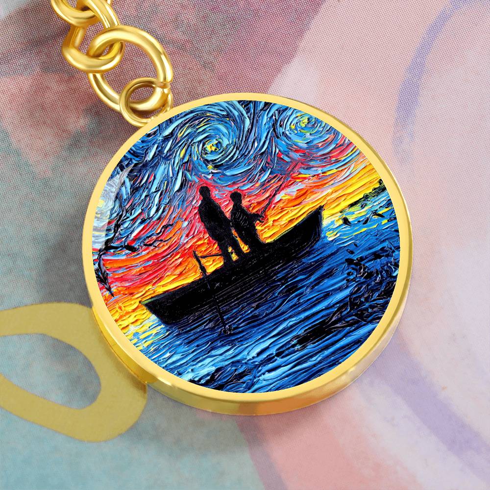 The Fishing Trip Starry Night Round Keychain