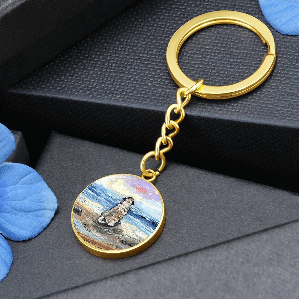 Beach Days - Pug Round Keychain