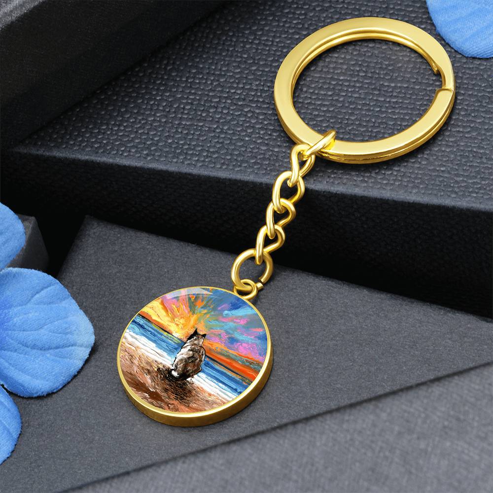 Beach Days - Snowshoe Cat Round Keychain