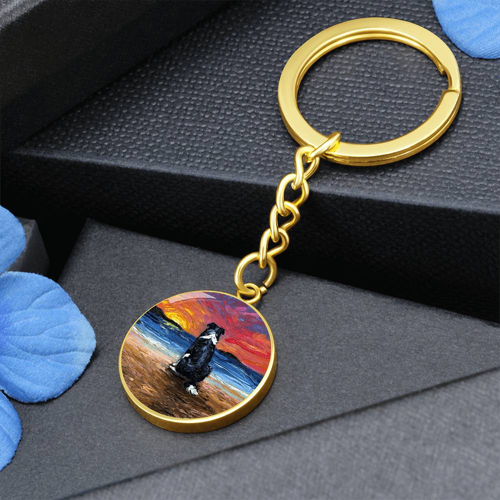Beach Days - Border Collie Round Keychain