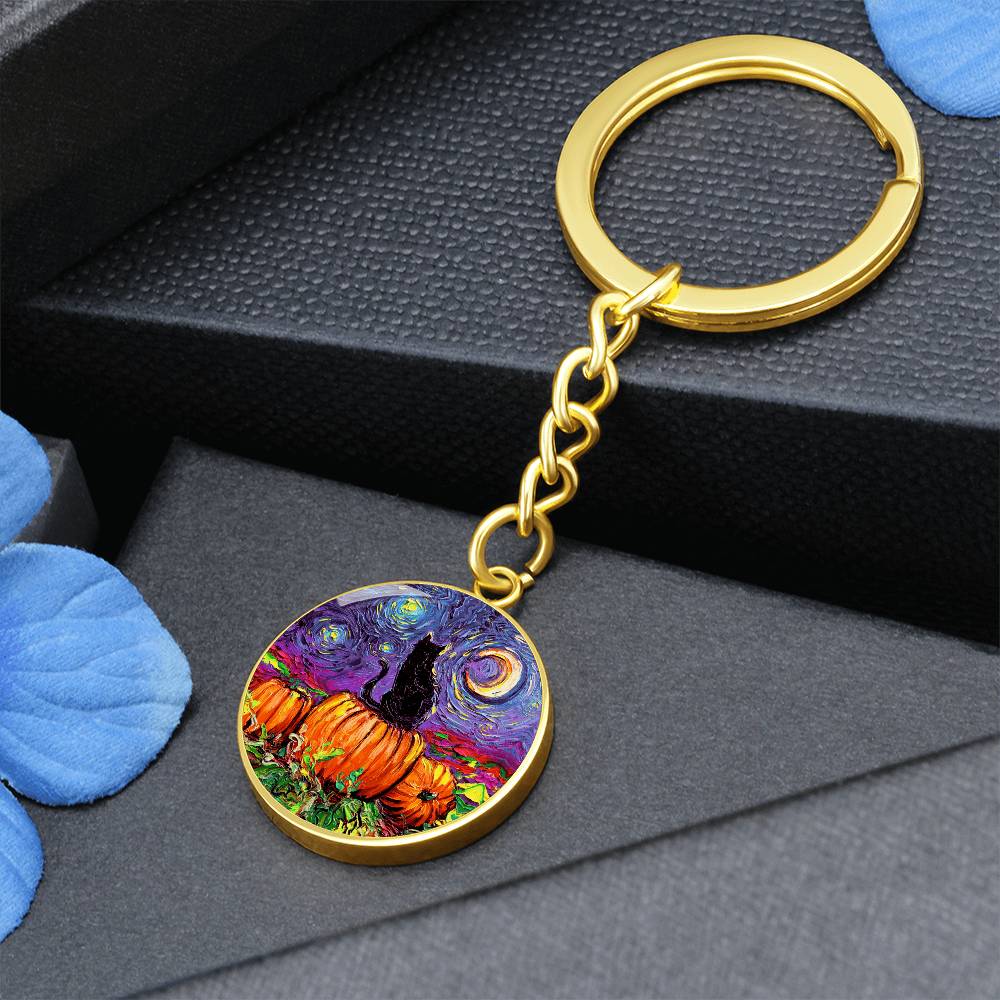 Starry Hallow's Eve Round Keychain