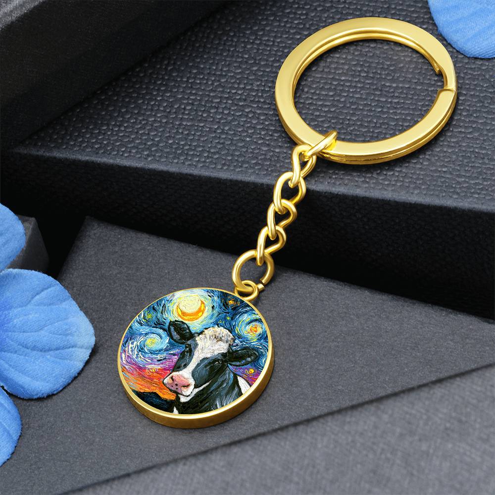 Holstein Starry Night Round Keychain