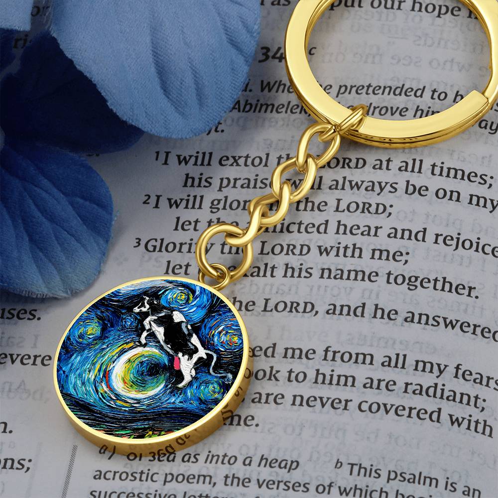 The Cow Jumped Over The Moon Round Keychain