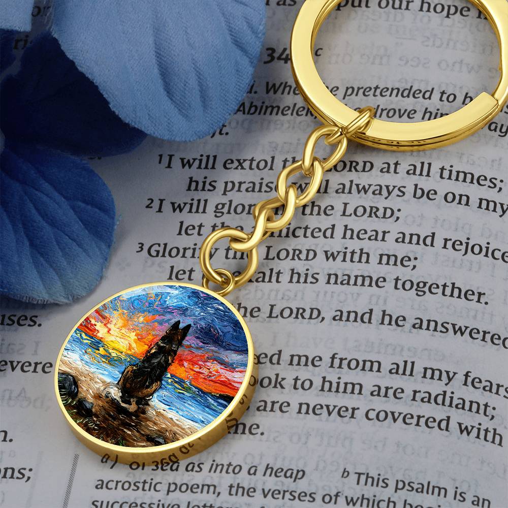 Beach Days - German Shepherd Round Keychain
