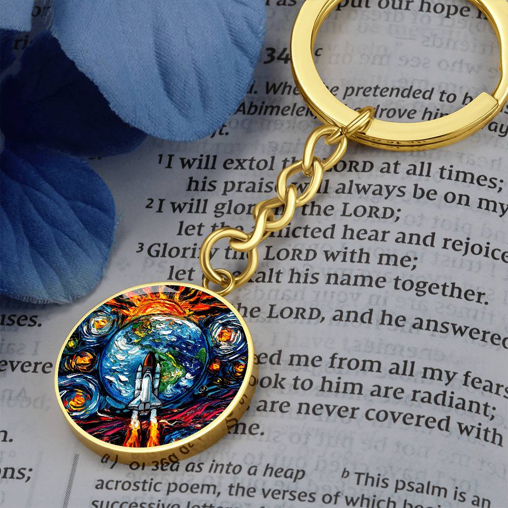 Beyond the Horizon Starry Night Round Keychain
