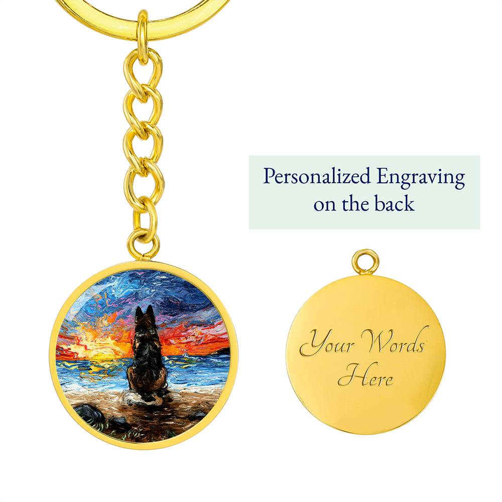 Beach Days - German Shepherd Round Keychain