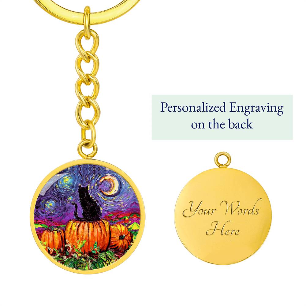 Starry Hallow's Eve Round Keychain