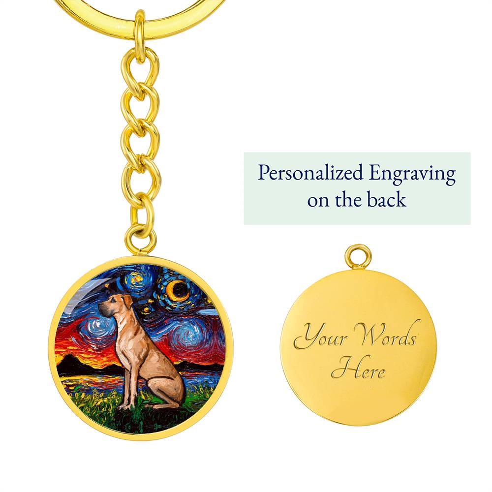 Fawn Great Dane Starry Night Round Keychain