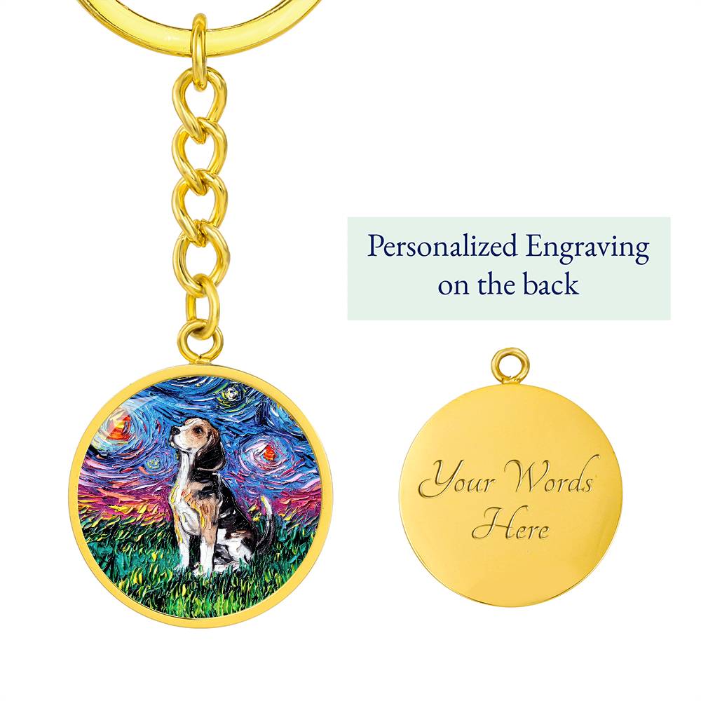 Beagle Starry Night Round Keychain