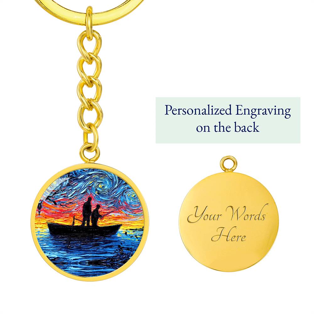 The Fishing Trip Starry Night Round Keychain
