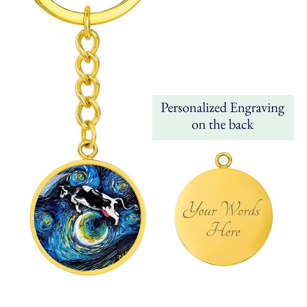 The Cow Jumped Over The Moon Round Keychain