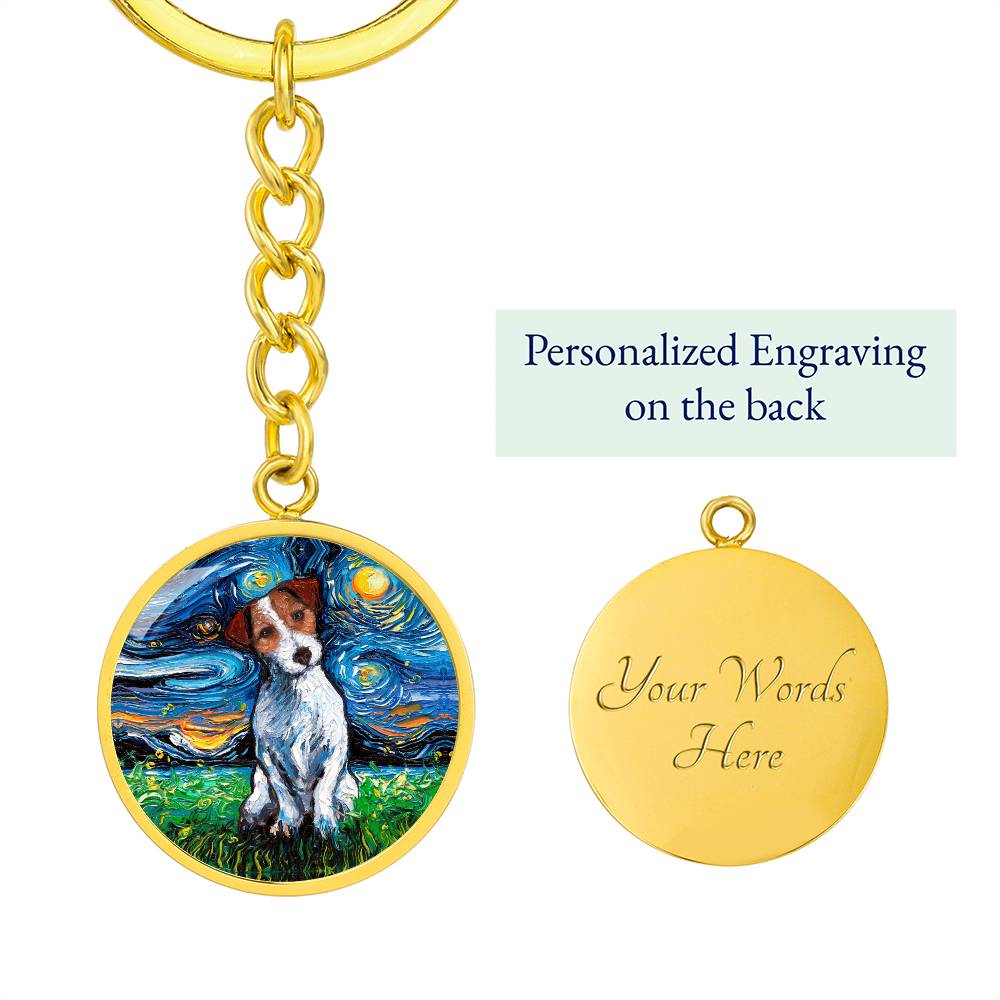 Jack Russell Terrier Starry Night Round Keychain