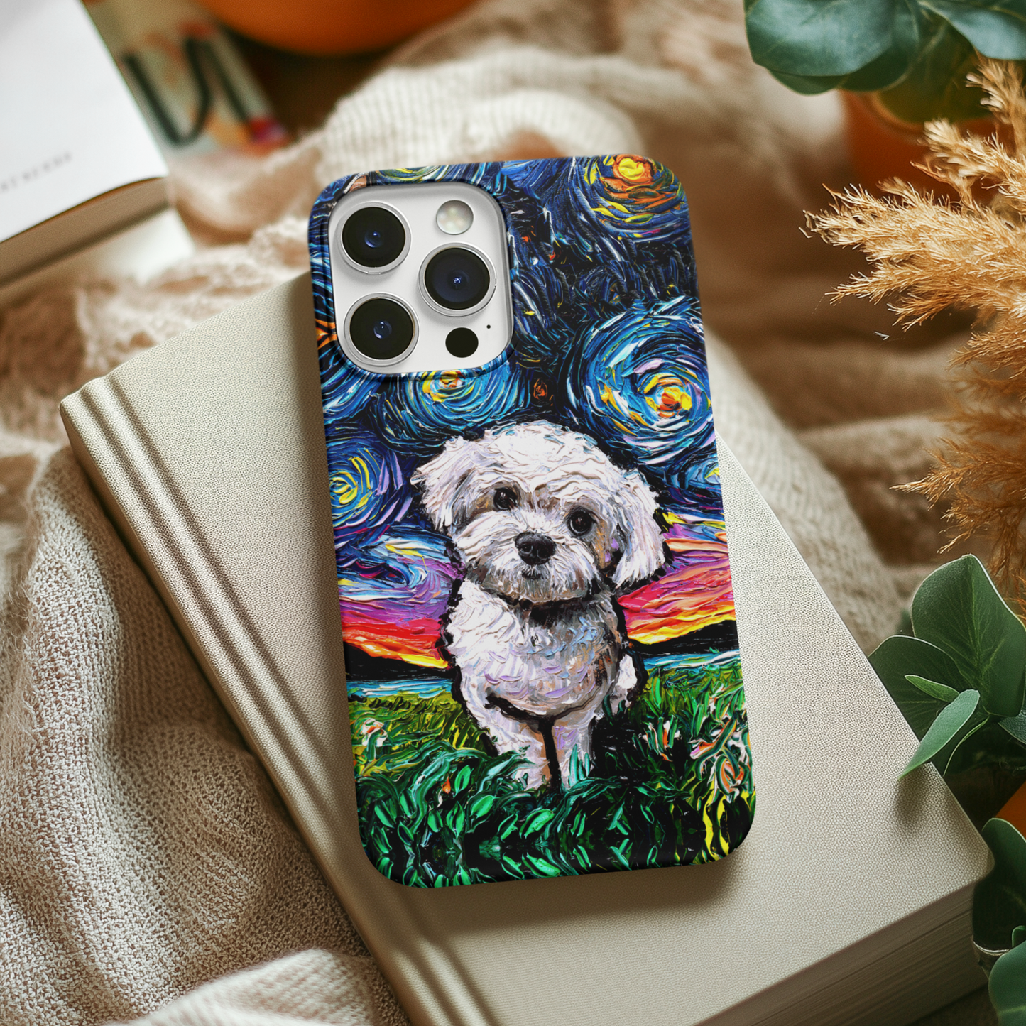 Maltipoo Starry Night Art Phone Case