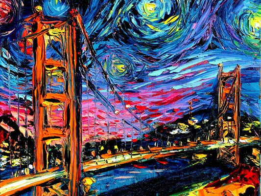 van Gogh Never Saw Golden Gate Starry Night Golden Gate Bridge CANVAS print by Aja choose size