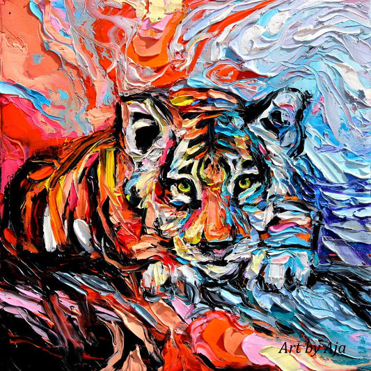 Call Of The Wild Tiger Art abstract CANVAS print animal wall decor big cat by Aja choose size colorful art artwork picture wildlife