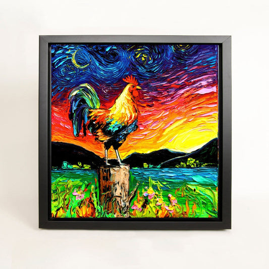 Rooster Art FRAMED CANVAS print country farm artwork by Aja 8x8 10x10 12x12 16x16 20x20 24x24, 30x30 choose size