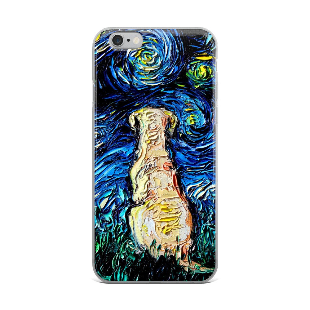 Yellow Lab Night iPhone Case Dog Lover Phone Protector Starry Night Art by Aja Labrador Retriever