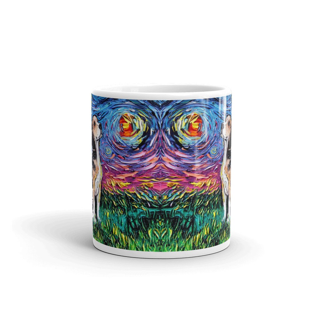 Beagle Night Coffee Mug Dog Lover Starry Night Art by Aja ceramic cup