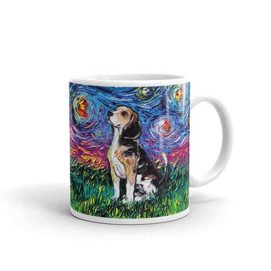 Beagle Night Coffee Mug Dog Lover Starry Night Art by Aja ceramic cup
