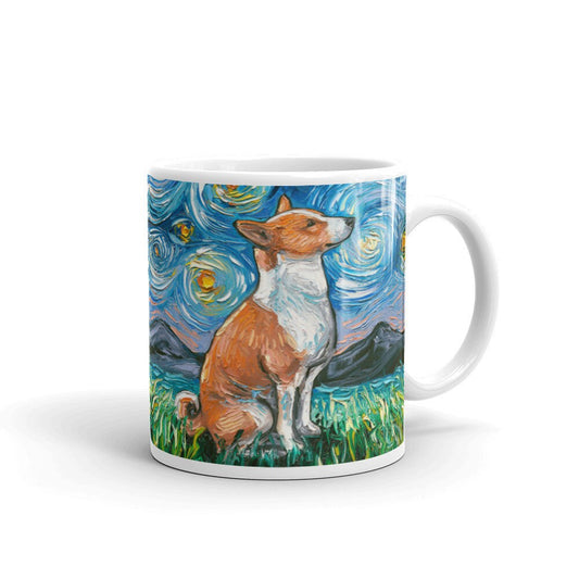 Basenji Night Coffee Mug Dog Lover Starry Night Art by Aja ceramic cup