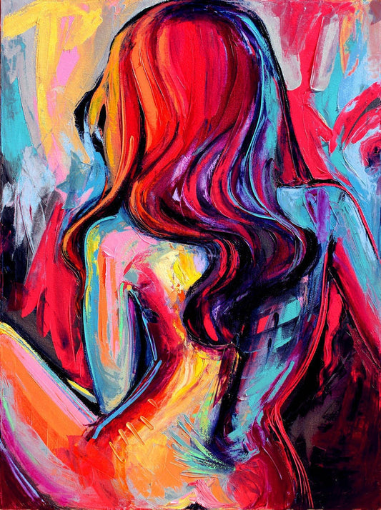 Abstract Nude print colorful female figure woman contemporary art by Aja Exhale choose size and type of paper