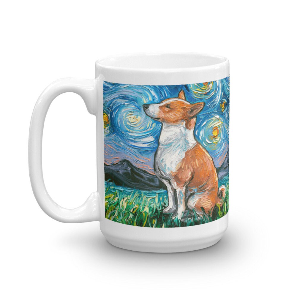 Basenji Night Coffee Mug Dog Lover Starry Night Art by Aja ceramic cup