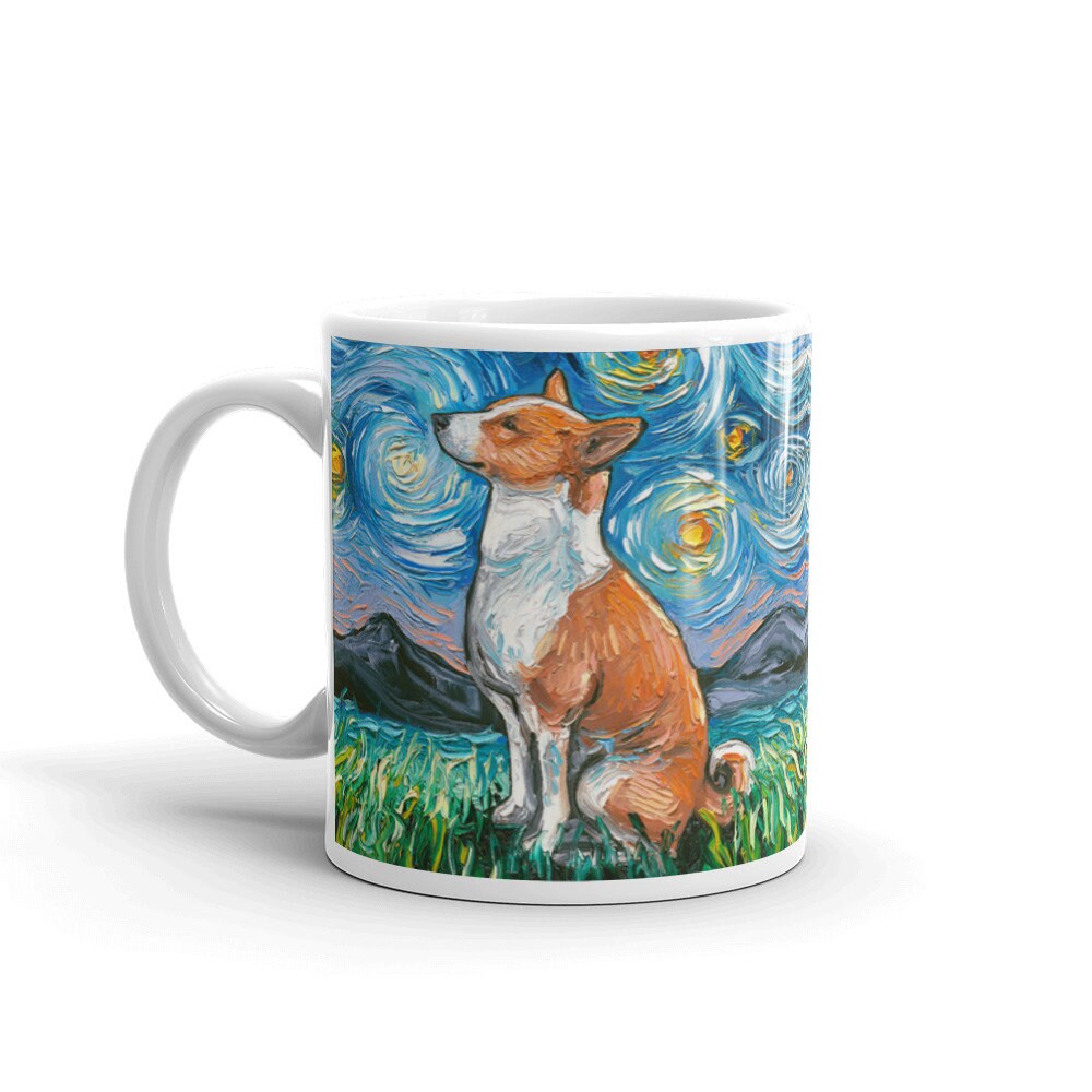 Basenji Night Coffee Mug Dog Lover Starry Night Art by Aja ceramic cup