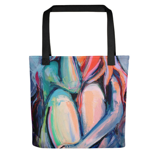 Abstract Female Nude Art Colorful Tote bag handbag artwork by Aja AllOver Print Claustrophobia