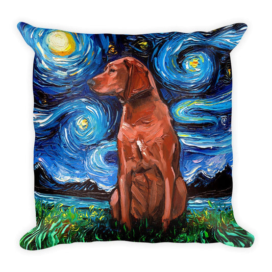 Redbone Coonhound Dog Lover Starry Night Basic Throw Pillow Art by Aja home decor 16x16 inches stuffed