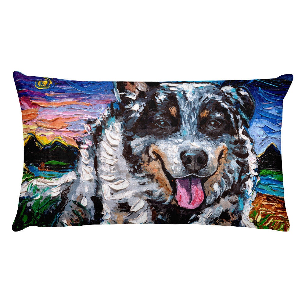 Australian Cattle Dog Lover Starry Night Basic Throw Pillow Art by Aja choose size