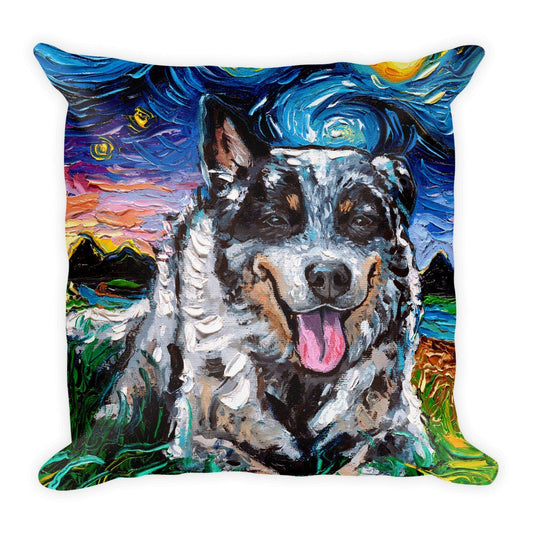 Australian Cattle Dog Lover Starry Night Basic Throw Pillow Art by Aja choose size