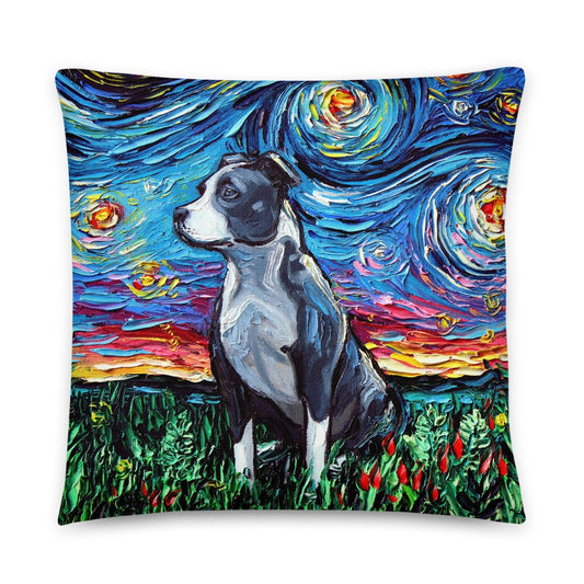 Pitbull Dog Lover Starry Night Basic Throw Pillow Art by Aja 16x16 or 20x20 inches stuffed