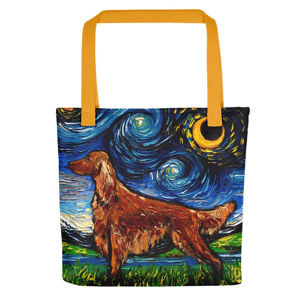 Irish Setter Dog Starry Night Tote bag handbag artwork by Aja lover gift Gym Bag Grocery Bag Purse Printed both sides
