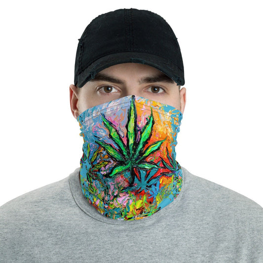 Psychedelic Tie Dye Pot Leaf Marijuana Face Mask Face Shield Washable Reusable Mask Neck Gaiter Art by Aja festival alternative boho