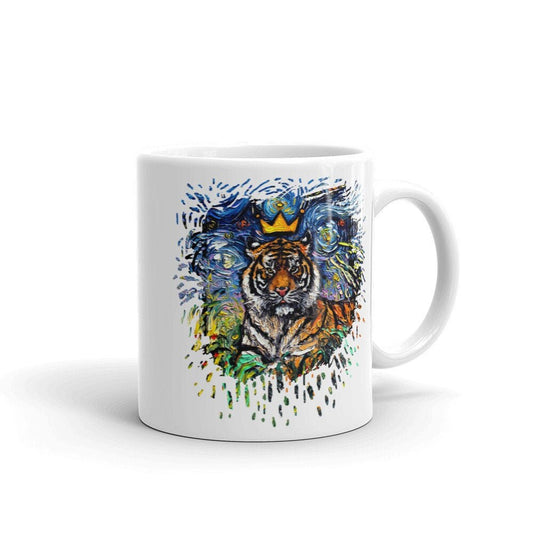 Tiger King Coffee Mug Starry Night Art by Aja ceramic cup exotic animal drinkware