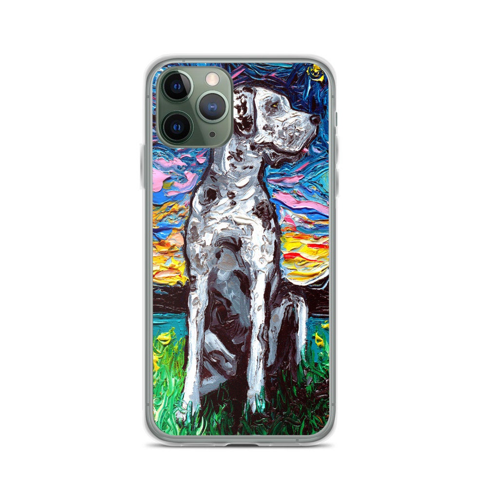 Merle Great Dane Night iPhone Case Dog lover phone case protector art by Aja