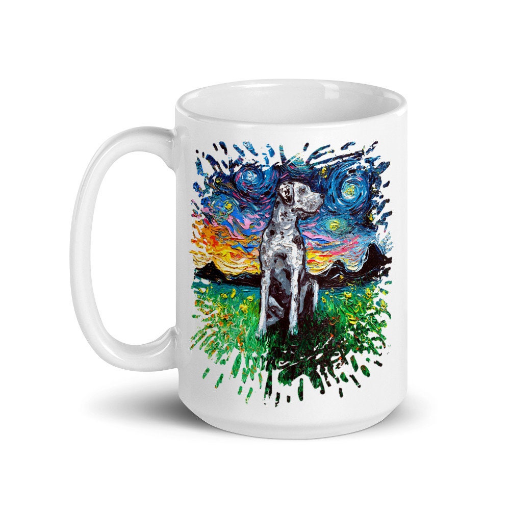 Merle Great Dane Coffee Mug Dog Lover splash design Starry Night Art by Aja ceramic cup cute dog pup puppy pet artwork