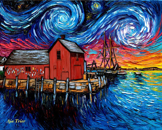 Motif 1 Landscape Fine Art Print Rockport Massachusetts Atlantic Coast Starry Night Art Contemporary Artwork by Aja choose size and paper