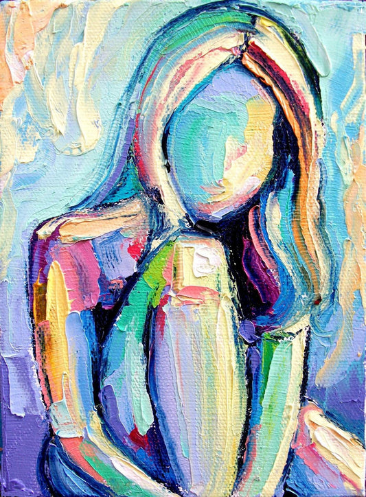 Abstract Female figure Print on canvas stretched and ready to hang Wall Decor Art by Aja Contemporary artwork Femme 101